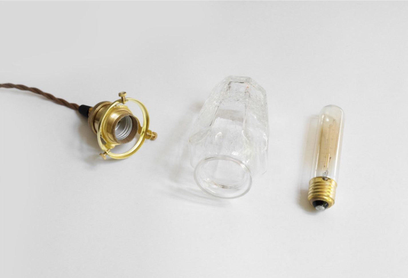 Brass & Textured Glass Pendant Light