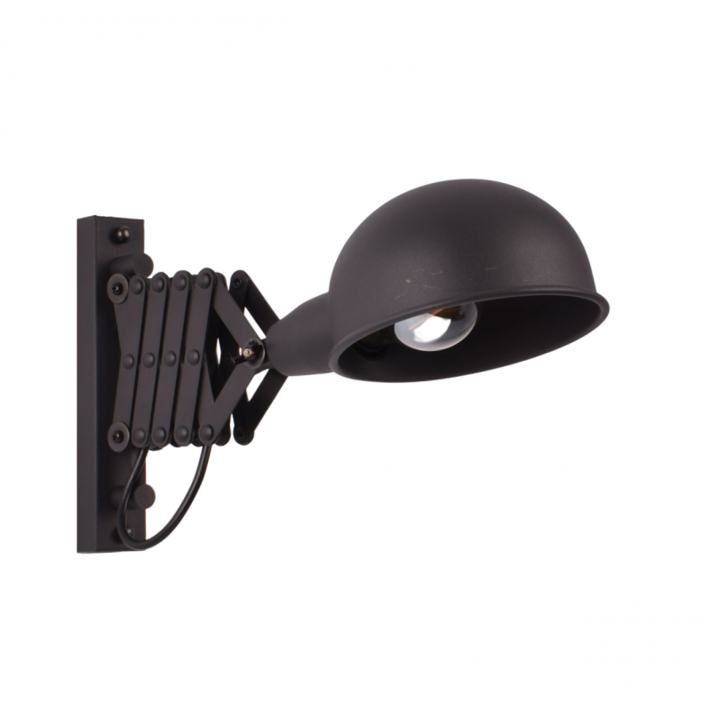 Industrial Accordion Wall Light Aluminium Matt Black E27 360° Shade