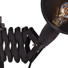 Industrial Accordion Wall Light Aluminium Matt Black E27 360° Shade