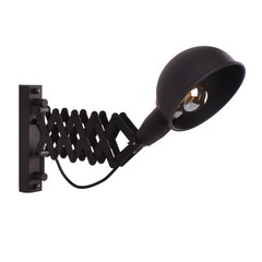 Industrial Accordion Wall Light Aluminium Matt Black E27 360° Shade