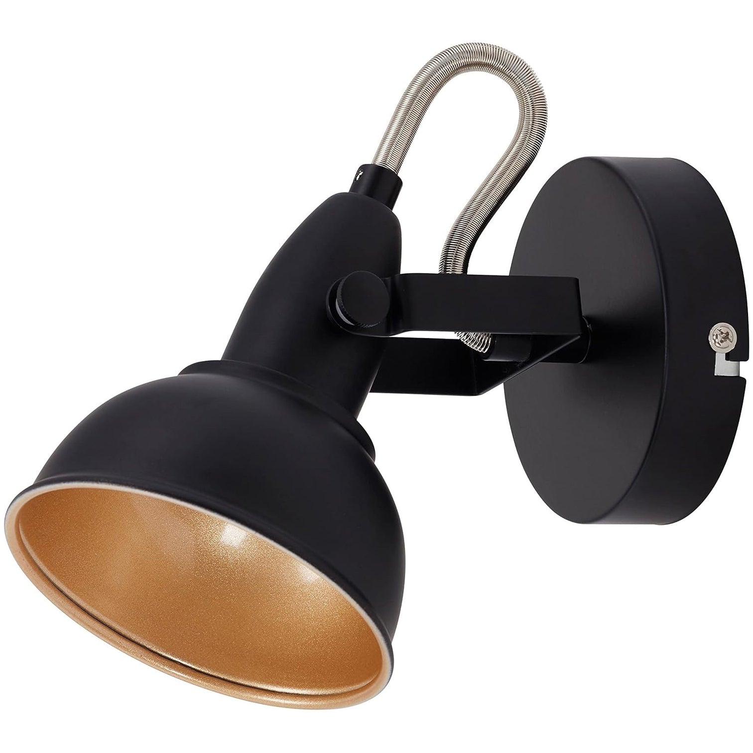 Industrial Wall Light Matt Black Gold Interior E14 350° Spotlight
