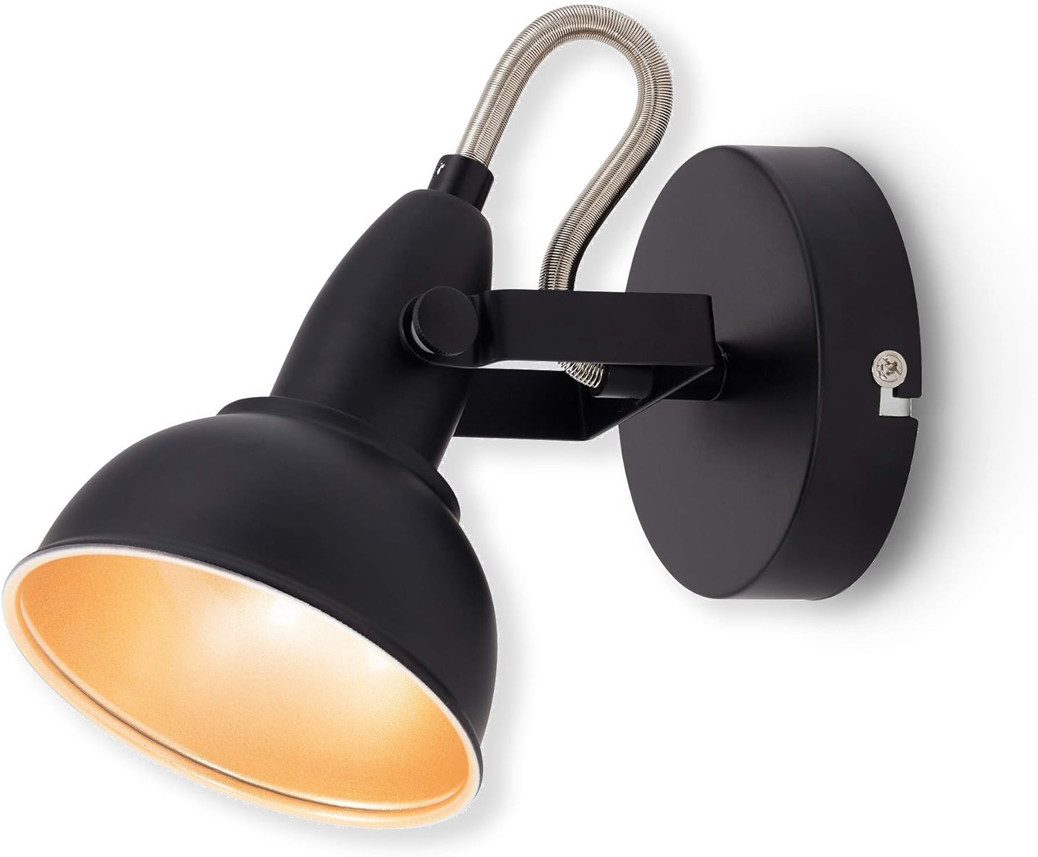 Industrial Wall Light Matt Black Gold Interior E14 350° Spotlight