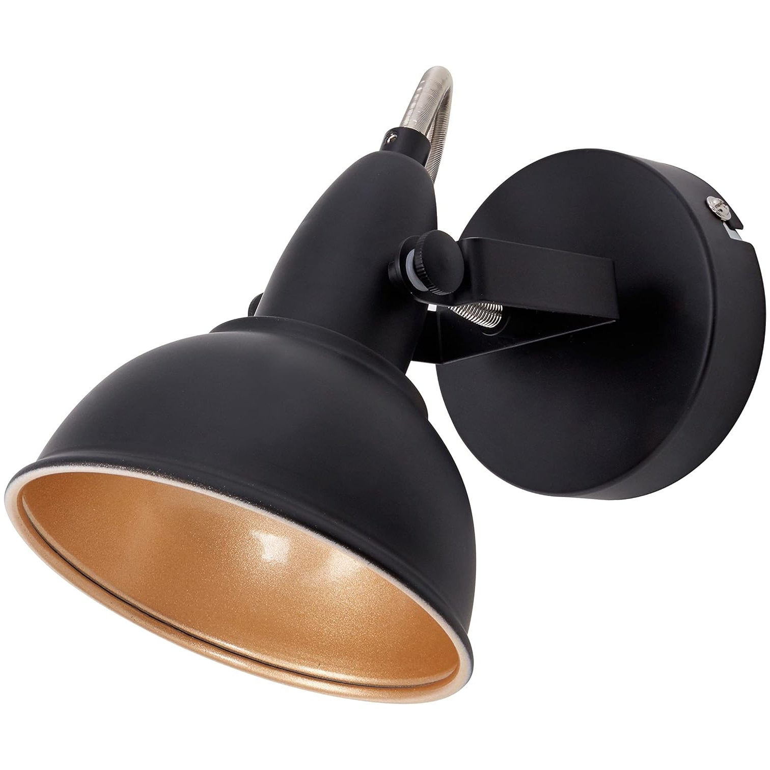 Industrial Wall Light Matt Black Gold Interior E14 350° Spotlight