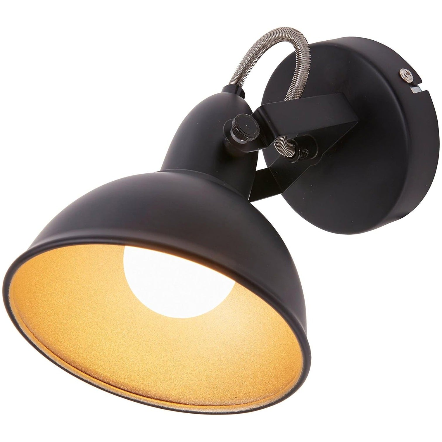 Industrial Wall Light Matt Black Gold Interior E14 350° Spotlight