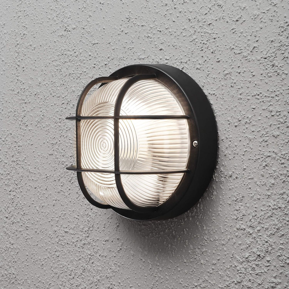 Industrial Porthole Wall Light ABS Striated Glass E27 Max 60W