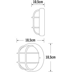 Industrial Porthole Wall Light ABS Striated Glass E27 Max 60W