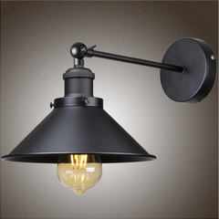 Industrial Chic Wall Light Matt Black E27 Adjustable Shade Max 40W