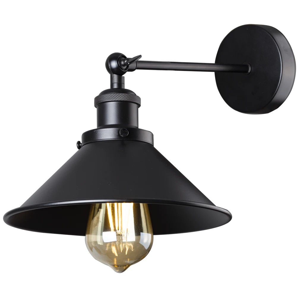 Industrial Chic Wall Light Matt Black E27 Adjustable Shade Max 40W
