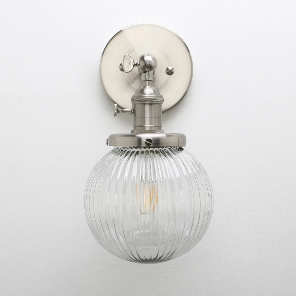 Holophane Wall Light Prismatic Glass E27 Rotary Switch — 4 Finishes