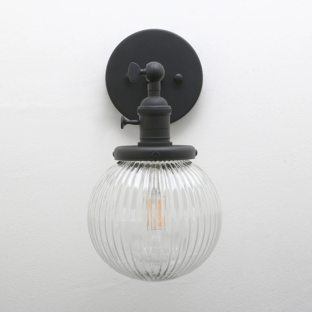 Holophane Wall Light Prismatic Glass E27 Rotary Switch — 4 Finishes
