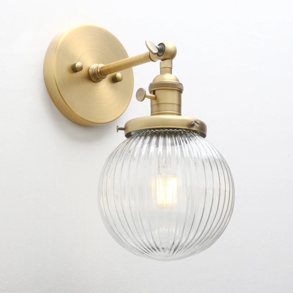 Holophane Wall Light Prismatic Glass E27 Rotary Switch — 4 Finishes
