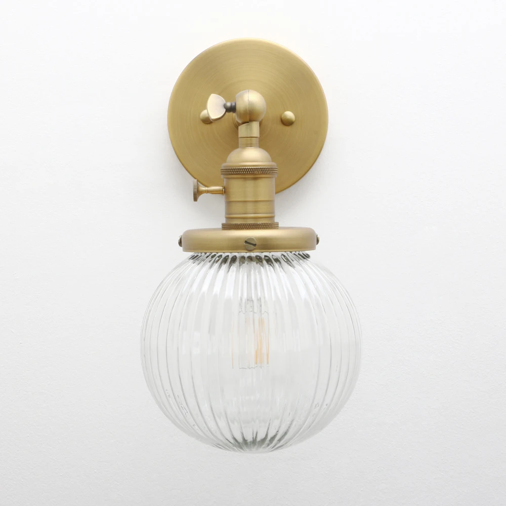 Holophane Wall Light Prismatic Glass E27 Rotary Switch — 4 Finishes