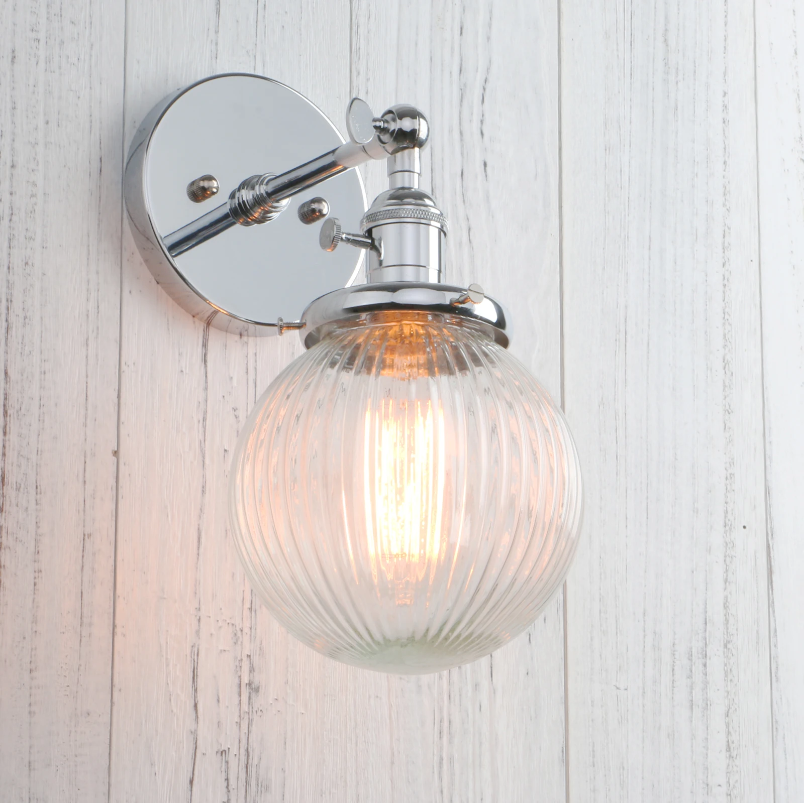 Holophane Wall Light Prismatic Glass E27 Rotary Switch — 4 Finishes