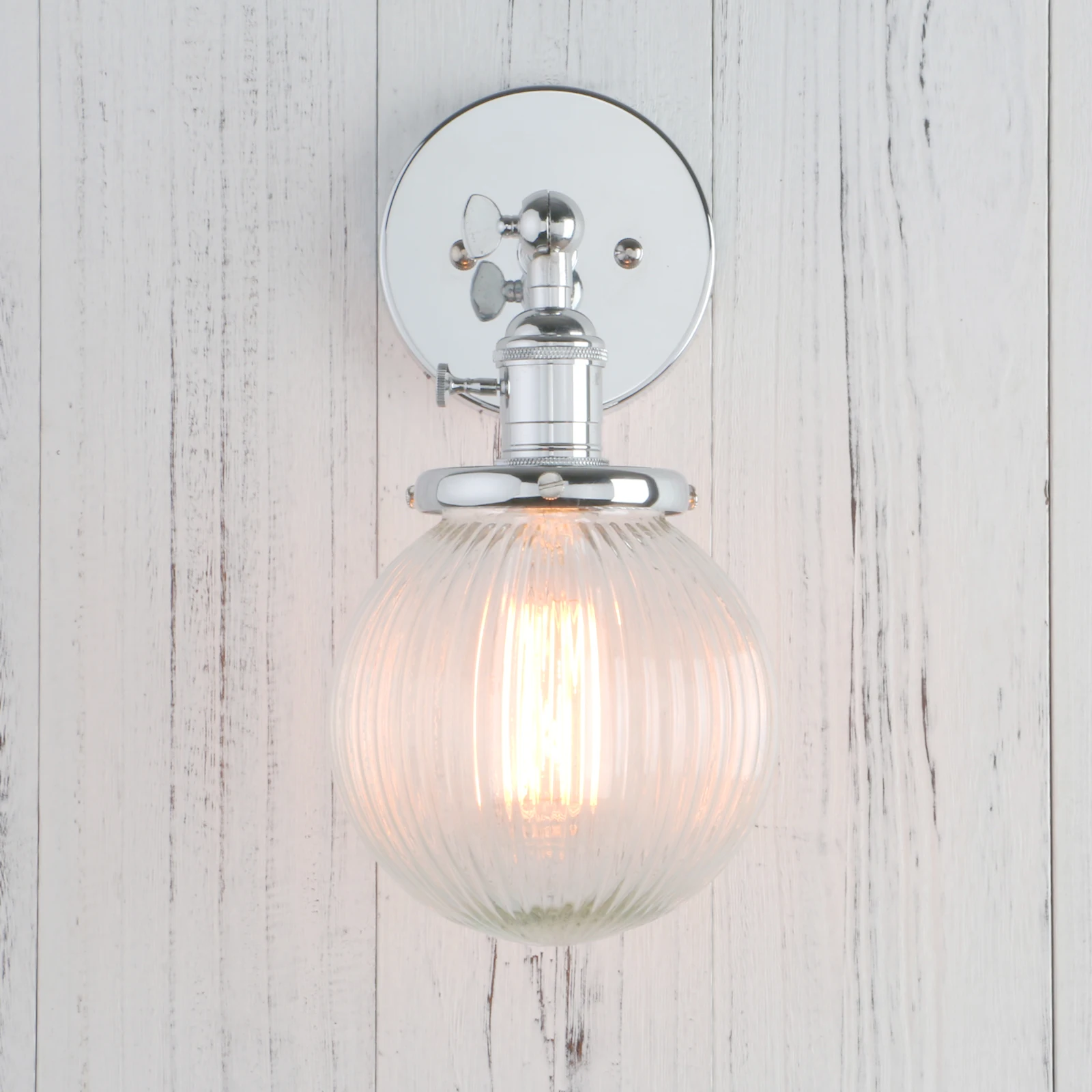 Holophane Wall Light Prismatic Glass E27 Rotary Switch — 4 Finishes