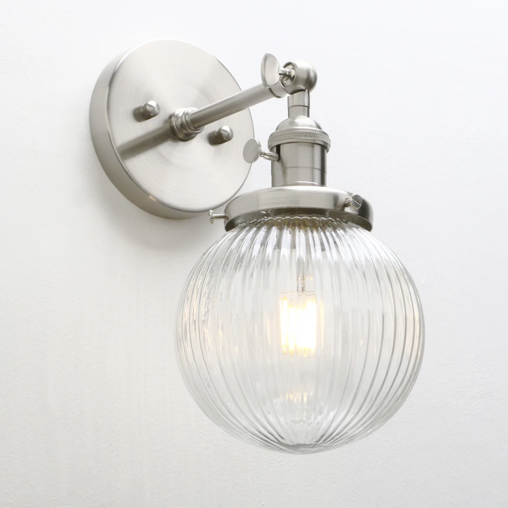Holophane Wall Light Prismatic Glass E27 Rotary Switch — 4 Finishes