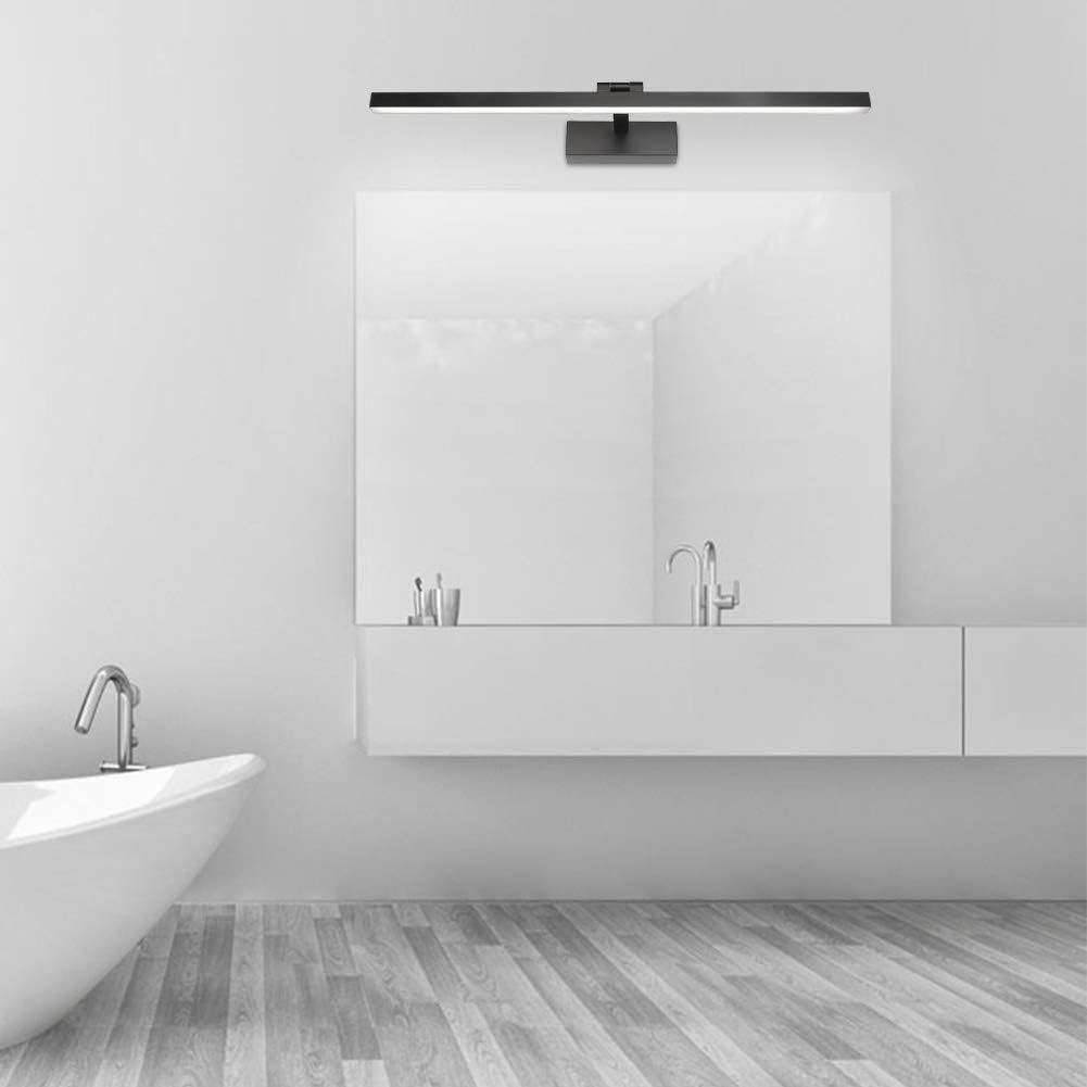 Industrial Bathroom Wall Light LED IP44 180° Matte Black — 60 cm 18W or 80 cm 24W