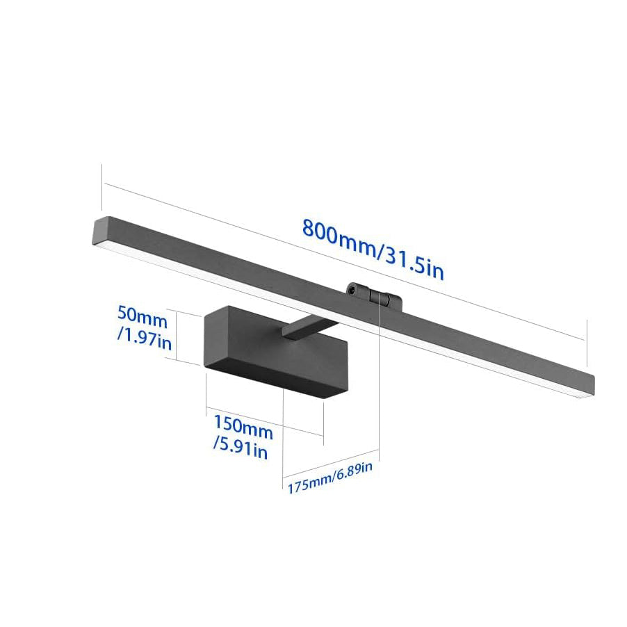 Industrial Bathroom Wall Light LED IP44 180° Matte Black — 60 cm 18W or 80 cm 24W