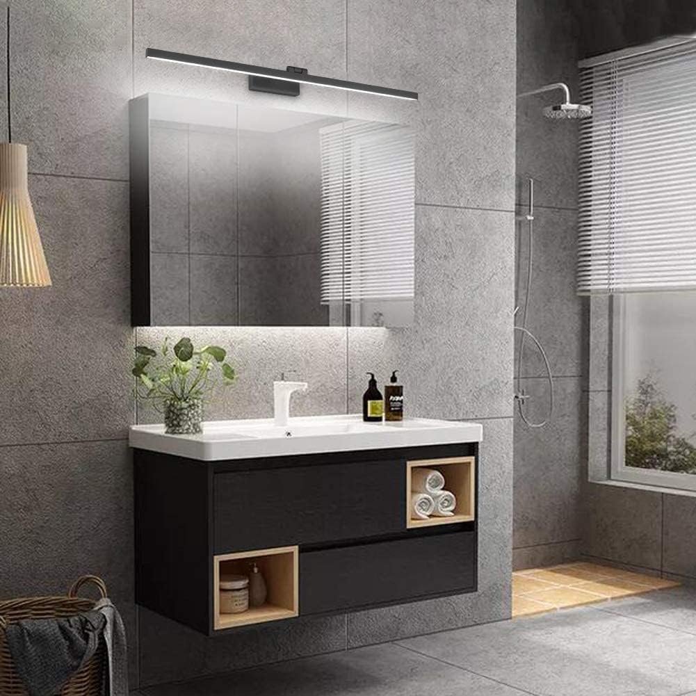 Industrial Bathroom Wall Light LED IP44 180° Matte Black — 60 cm 18W or 80 cm 24W