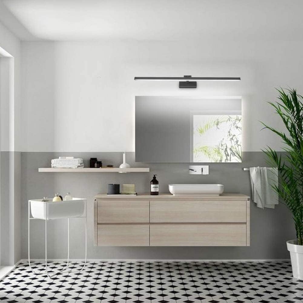 Industrial Bathroom Wall Light LED IP44 180° Matte Black — 60 cm 18W or 80 cm 24W
