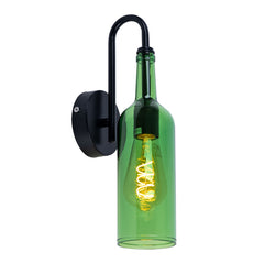Bottle Wall Light Acrylic Diffuser Black Metal E27 Max 8W Handmade