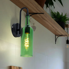 Bottle Wall Light Acrylic Diffuser Black Metal E27 Max 8W Handmade