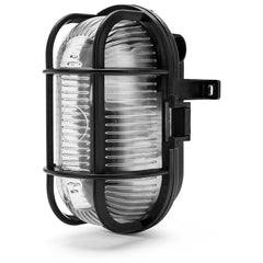 Marine Porthole Wall Light Black ABS Striated Glass E27
