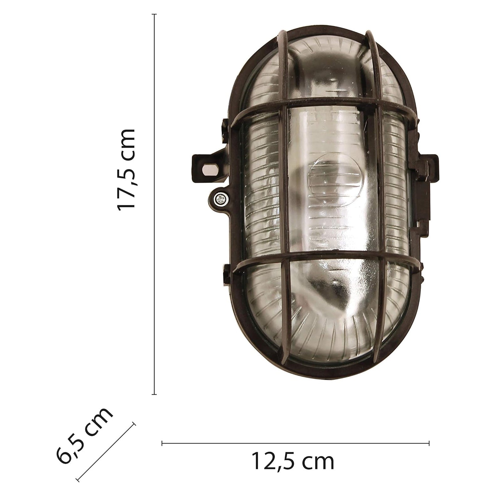 Marine Porthole Wall Light Black ABS Striated Glass E27