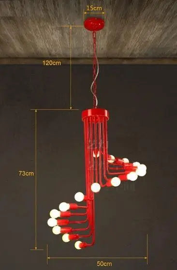 Nordic Spiral Chandelier Polished Iron Black White Red 2 Sizes