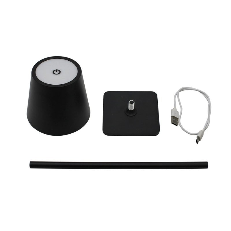 Black Rechargeable Touch Table Lamp 3W CCT 3000K 4000K 6500K