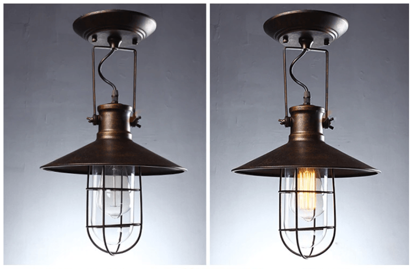 Industrial Vintage Ceiling Light Black Patinated Metal E27