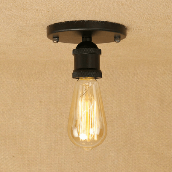 Small Black Industrial Ceiling Light E27 Hand-Assembled Compact