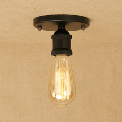 Small Black Industrial Ceiling Light E27 Hand-Assembled Compact