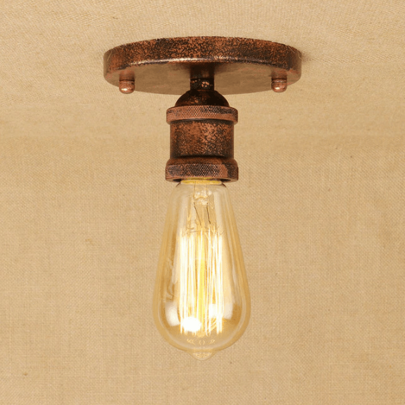 Small Industrial Bronze Ceiling Light E27 Hand-Assembled Compact