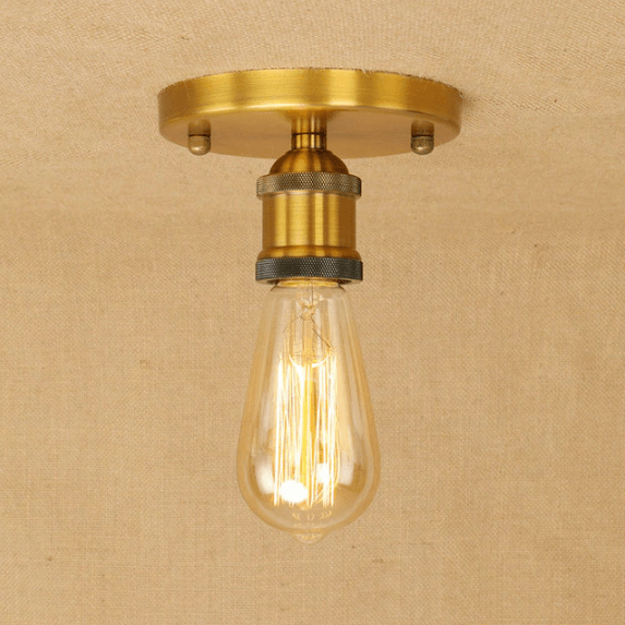 Small Industrial Gold Ceiling Light E27 Hand-Assembled Compact