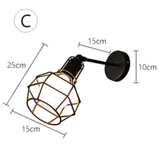 Caged Wall Light Metal Wire Cage Vintage Industrial E27 Max 40W