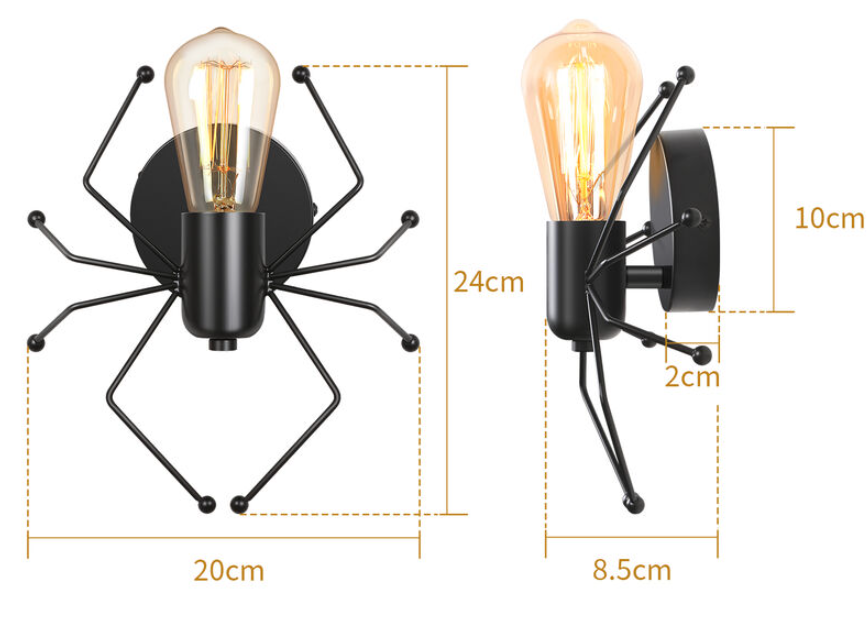 Spider Wall Light Industrial Plumbing Pipe Black Powder-Coated 2-Light Handmade
