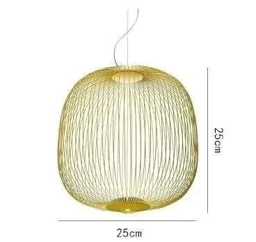 Gold Aluminium Cage Pendant Light IP65 Industrial 25–52cm