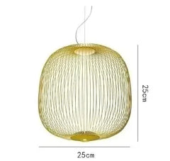 Gold Aluminium Cage Pendant Light IP65 Industrial 25–52cm