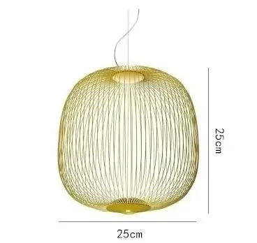 Gold Aluminium Cage Pendant Light IP65 Industrial 25–52cm