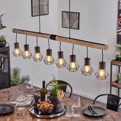 Large Industrial Chandelier Solid Wood Black Metal 8×E27 140cm