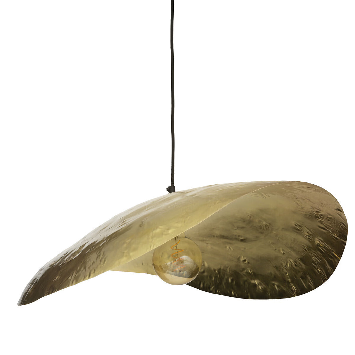 Large Brass Pendant Light Handmade Metal 80cm Shade E27 Adjustable Cable