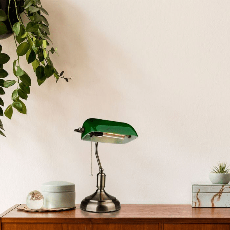 Green Vintage Table Lamp E27 60W Metal Base Indoor