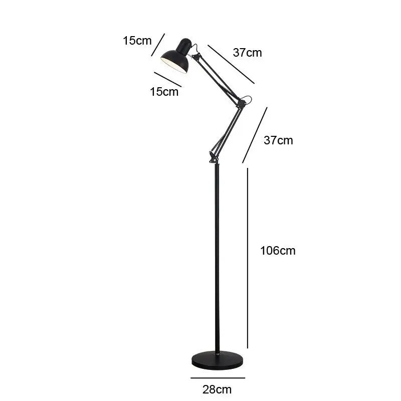Coloured Industrial Floor Lamp — Adjustable Arm, Metal, 5 Colours