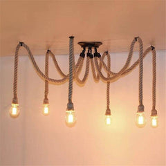 Rope Spider Chandelier Hemp Braided Iron E27 3 6 10 Heads
