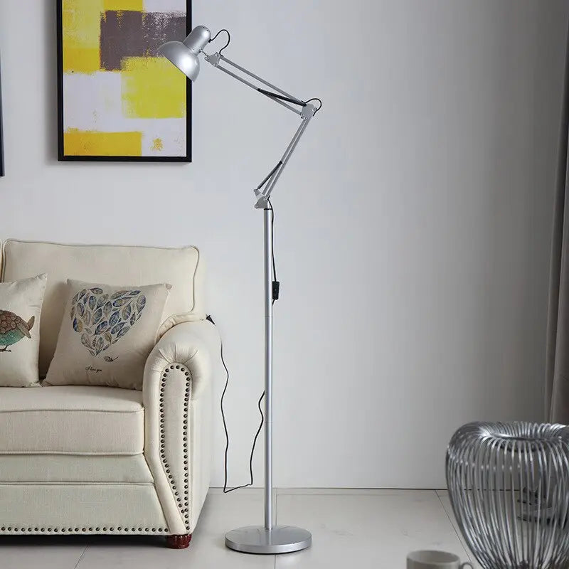 Coloured Industrial Floor Lamp — Adjustable Arm, Metal, 5 Colours