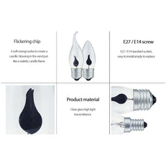 E27 Flame LED Bulb 3W — 2700K Extra Warm White, C35L Elongated Candle