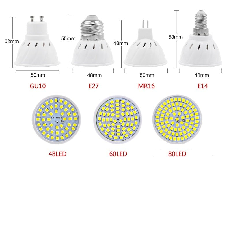GU10 LED Spotlight Bulb 48/60/80 LEDs Warm & Cool White