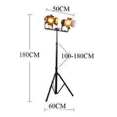 Double Spotlight Industrial Floor Lamp — Adjustable Height 100–180 cm