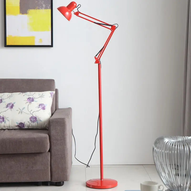 Coloured Industrial Floor Lamp — Adjustable Arm, Metal, 5 Colours