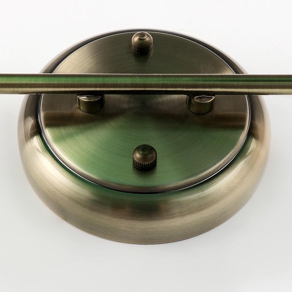 Banker's Lamp Wall Light Opal Green Glass Brass E27 Pull Cord